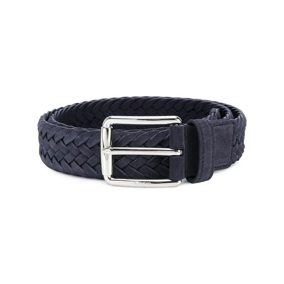 Tod's Men Woven Suede Belt With Branded Metal Buckle